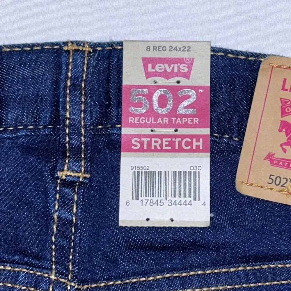 Levi's 502 Regular Taper Stretch Jeans Size 8 Reg 24W 22L NWT